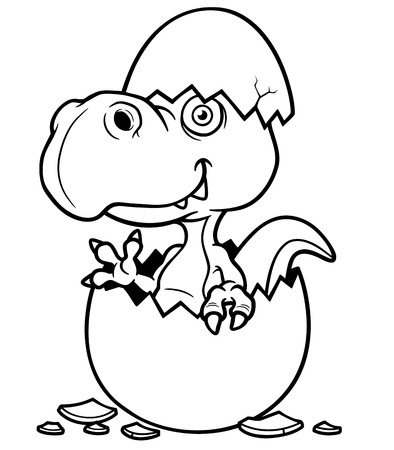 Vector illustration of Cartoon Dinosaur baby - Coloring bookのイラスト素材