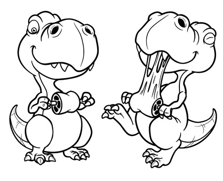 Vector illustration of Cartoon dinosaur - Coloring bookのイラスト素材