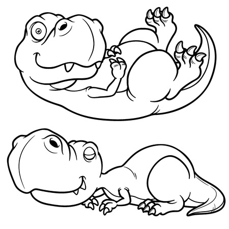 Vector illustration of Cartoon dinosaur - Coloring bookのイラスト素材