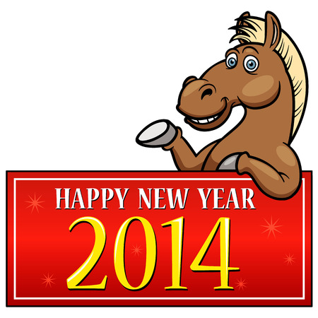 Cartoon Horse with New year Signのイラスト素材