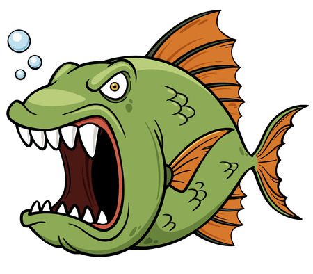 Vector illustration of angry fish cartoonのイラスト素材