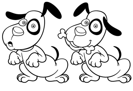 Vector illustration of Cartoon Dog - Coloring bookのイラスト素材