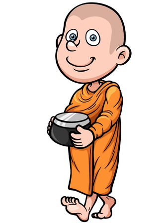 Vector illustration of Cute young monk cartoonのイラスト素材