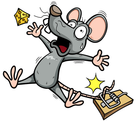 Vector illustration of A rat is trying to steal a piece of cheeseのイラスト素材