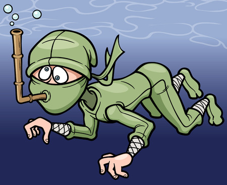 Vector illustration of Cartoon Ninjaのイラスト素材
