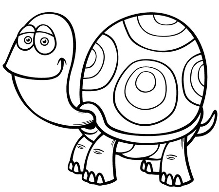 Vector illustration of Cartoon turtle - Coloring bookのイラスト素材