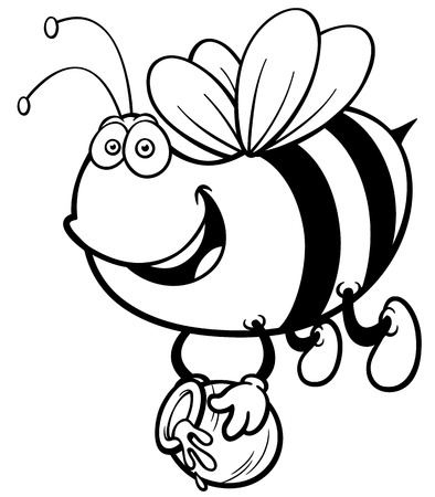 Vector illustration of Cartoon Bee - Coloring bookのイラスト素材