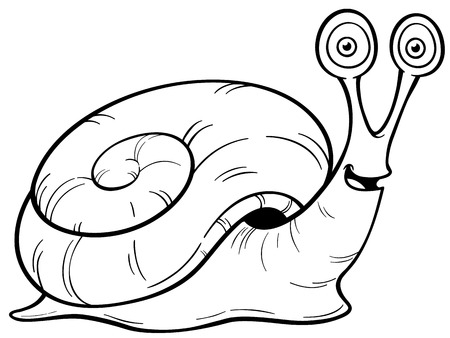 Vector illustration of Snail cartoon - Coloring bookのイラスト素材