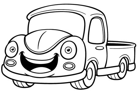 Vector illustration of Cartoon car pickup - Coloring bookのイラスト素材
