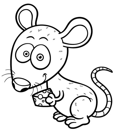 vector illustration of cartoon rat - Coloring bookのイラスト素材