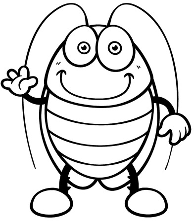 Vector illustration of cartoon cockroach - Coloring bookのイラスト素材