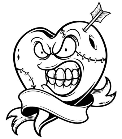 illustration of Heart with ribbon - Outlineのイラスト素材