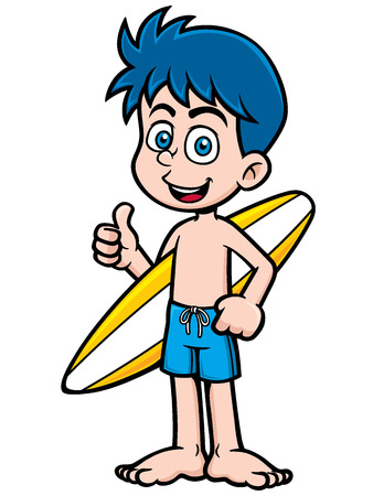 Vector illustration of Boy Surfer with Surfboardのイラスト素材