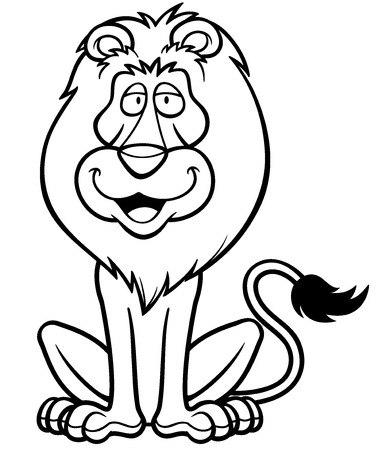 Vector illustration of Lion cartoon - Coloring bookのイラスト素材