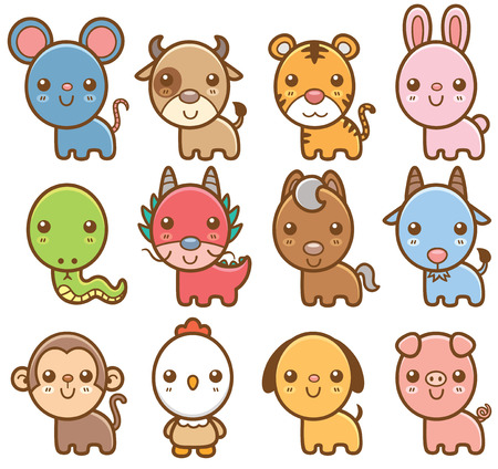 Vector illustration of Chinese Zodiac animal cartoonのイラスト素材
