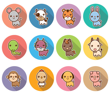 Vector illustration of Chinese Zodiac animal cartoonのイラスト素材