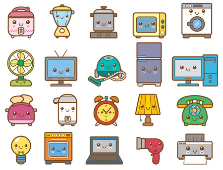 Vector Illustration of Home appliances and electronicsのイラスト素材