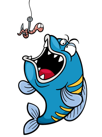 Vector illustration of fish with Fishing Hookのイラスト素材