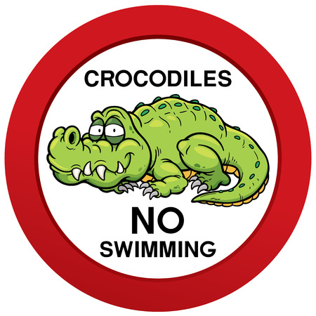 Vector illustration of danger crocodiles no swimming signのイラスト素材