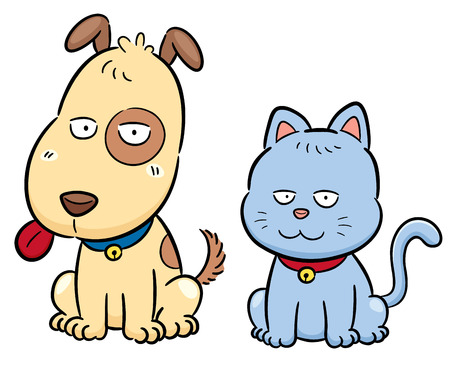Vector illustration of cartoon cat and dogのイラスト素材