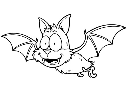 Vector illustration of Cartoon bat - Coloring bookのイラスト素材