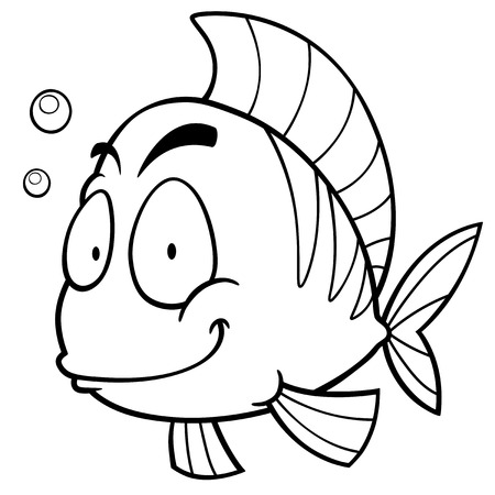 Vector illustration of Cartoon fish. Coloring bookのイラスト素材