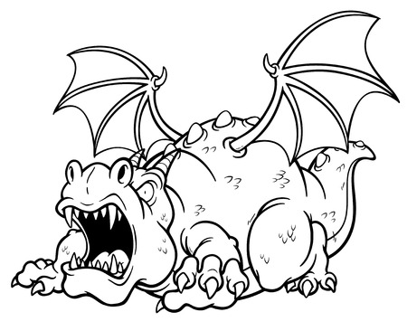 Vector illustration of cartoon dragon  Coloring bookのイラスト素材