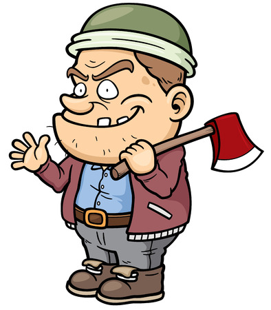 Vector illustration of Man chopping woodのイラスト素材