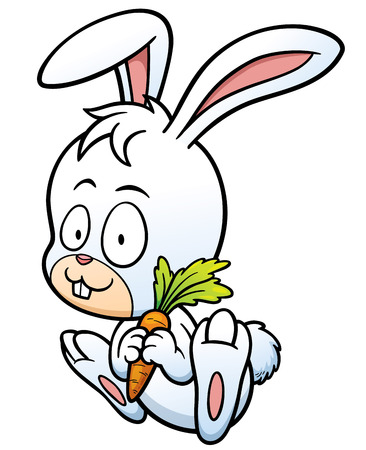 Vector illustration of cartoon rabbit holding carrotのイラスト素材