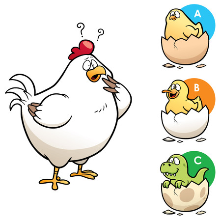 Vector Illustration of Education game make the right choice Hen to chickのイラスト素材