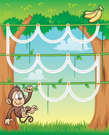 Vector Illustration of Education game Monkey - Line dotのイラスト素材