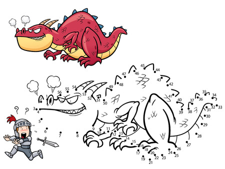 Vector Illustration of Education dot to dot game - Dragonのイラスト素材