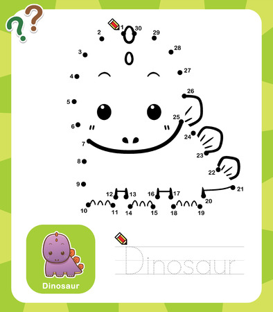 Vector Illustration of Education dot to dot game - Dinosaurのイラスト素材