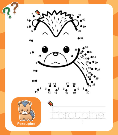 Vector Illustration of Education dot to dot game - Porcupineのイラスト素材