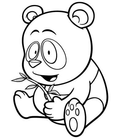 illustration of panda cartoon - Coloring bookのイラスト素材
