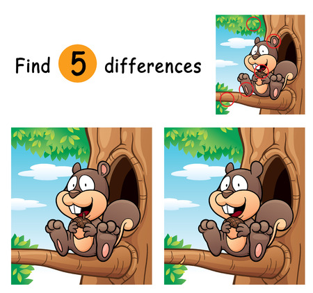 Illustration of Game for children find differences - Squirrelのイラスト素材