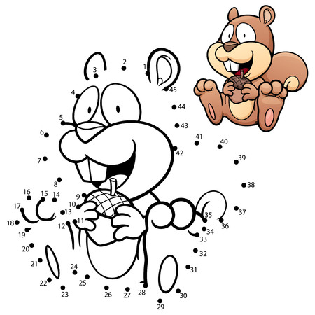 Illustration of Education dot to dot game - Squirrelのイラスト素材