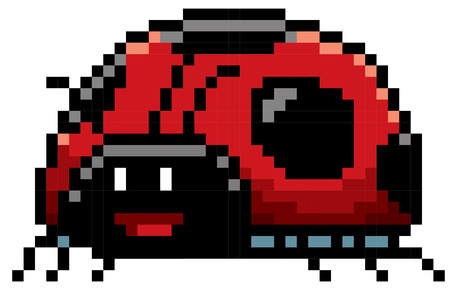 illustration of cartoon Lady bug - Pixel designのイラスト素材
