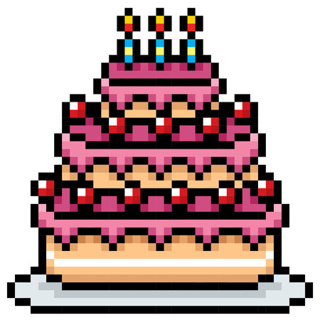 Illustration of Birthday cake - Pixel designのイラスト素材