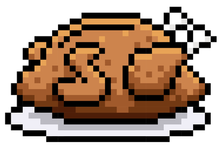 illustration of roast chicken - Pixel designのイラスト素材