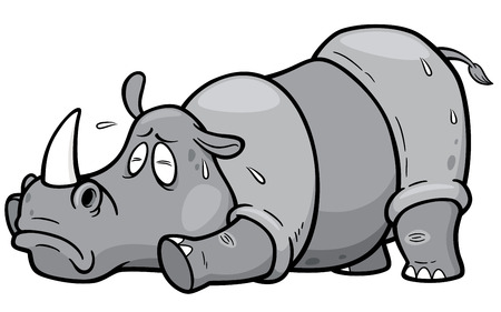 illustration of Cartoon rhinos in Hot Weatherのイラスト素材
