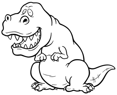 illustration of Dinosaur cartoon - Coloring bookのイラスト素材