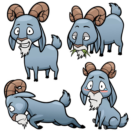 Vector illustration of Cartoon Goat Character Setのイラスト素材