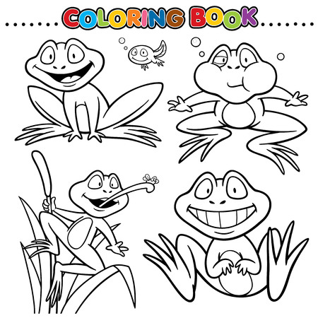 Cartoon Coloring Book - Frogのイラスト素材
