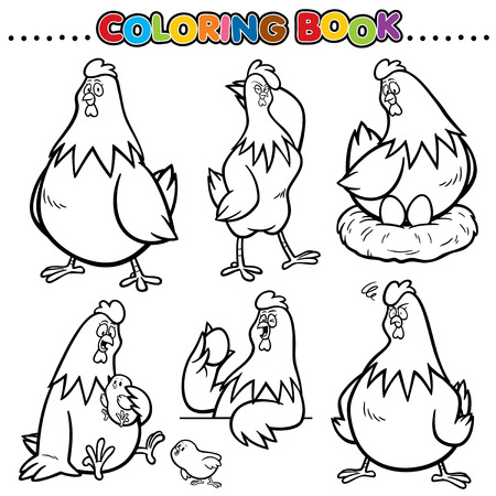 Cartoon Coloring Book - Henのイラスト素材