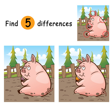 Vector Illustration of Game for children find differences - Pigのイラスト素材