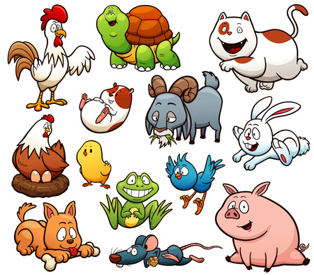 Vector illustration of Cartoon Farm Animals Character Setのイラスト素材