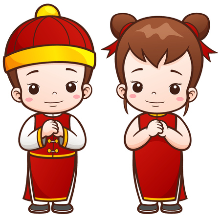 illustration of Cartoon Chinese Kidsのイラスト素材