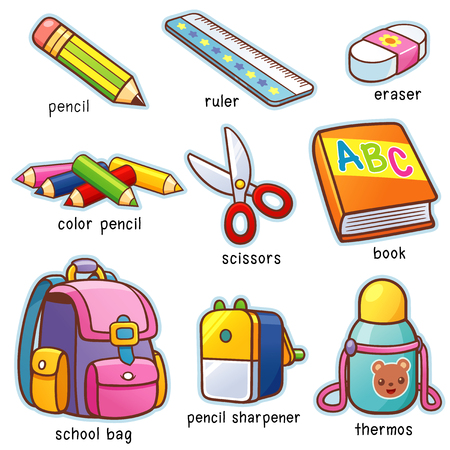 Vector illustration of Cartoon Back to school vocabularyのイラスト素材