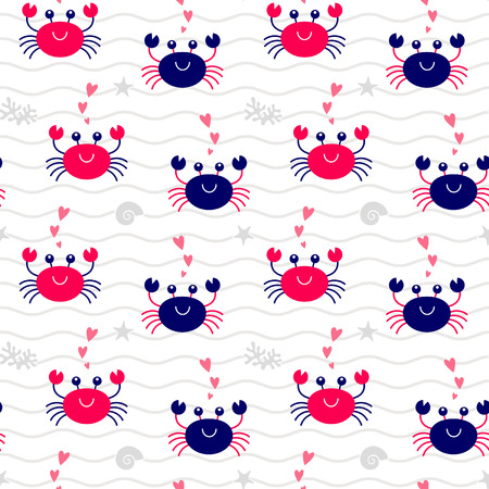A Vector illustration seamless pattern with Crab cartoonのイラスト素材